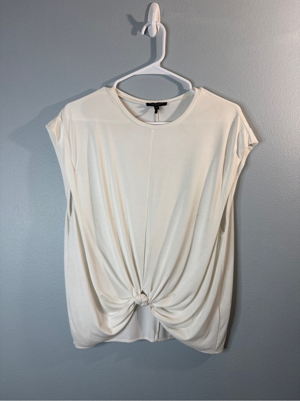 Rag & Bone Jenna Tee Ivory Knot Front Cap Sleeve Size M